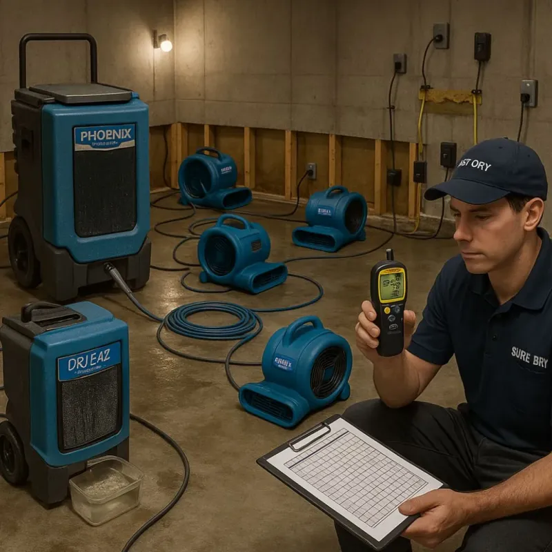 Structural Drying and Dehumidification process in Luverne, MN
